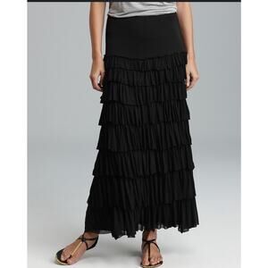 Chelsea & Theodore Maxi Tiered Ruffle Skirt - Black - XL